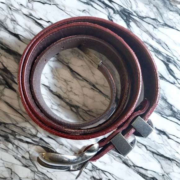 Vintage 1978 Barry Kieselstein-Cord Sterling Silver Buckle Red Leather Belt USA main image 8
